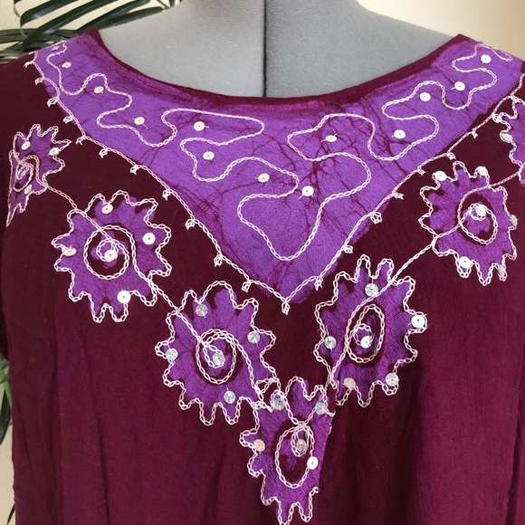 Deep Burgundy Pink with Lavender Blouse - Picture 3 of 4